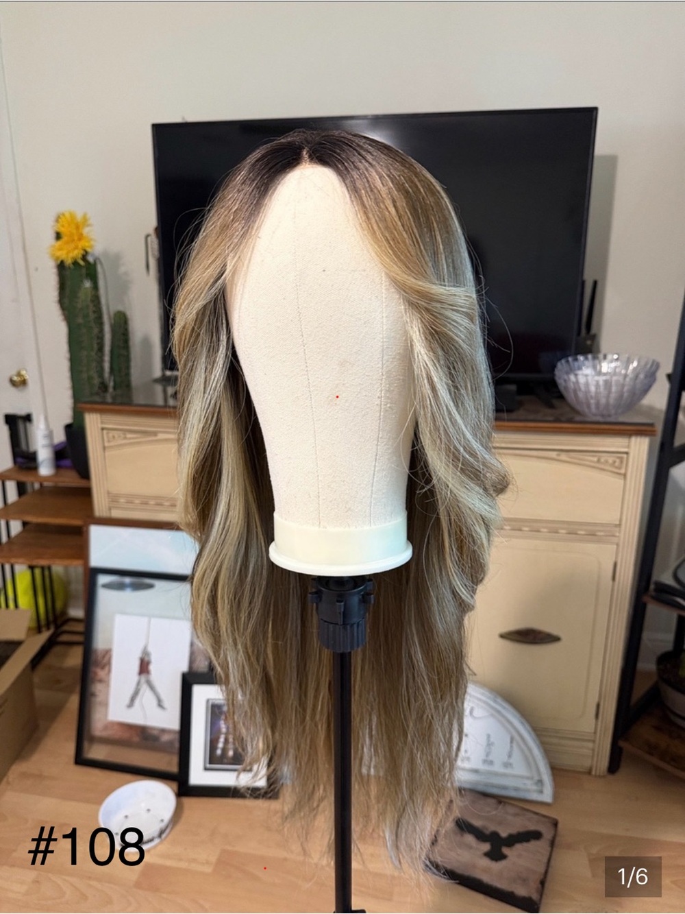 Blonde Ombre Long Wavy Lace Front Wig - Natural Roots